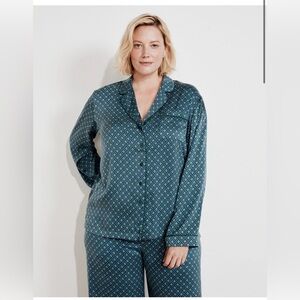 Haven Well Within Washable Silk Diamond Foulard Pajama Shirt sz XXL